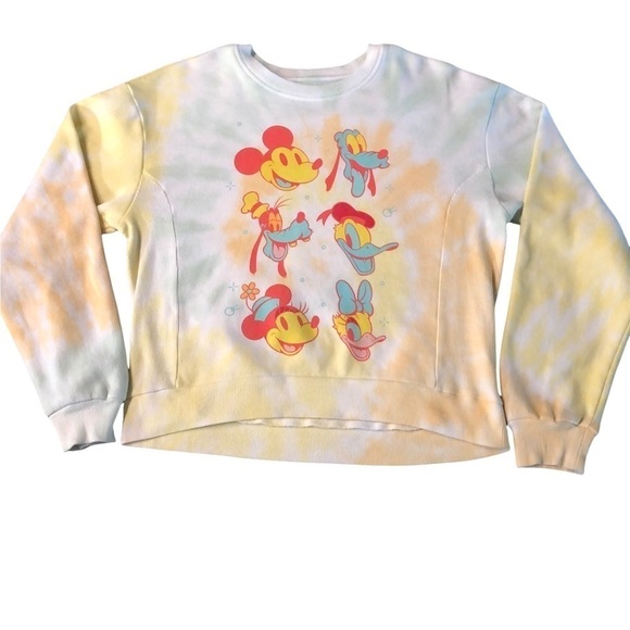 DISNEY - WOMENS/JUNIORS TYE DYE YELLOW GRAPHIC SWEATSHIRT SIZE 11-12 - Picture 10 of 10